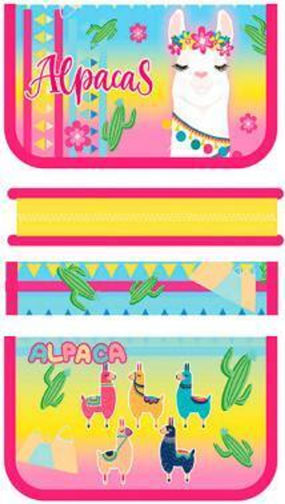 Пенал 1 секц. большой 190*115 печать на фольге "Лама и кактусы 2020" (Пчелка)