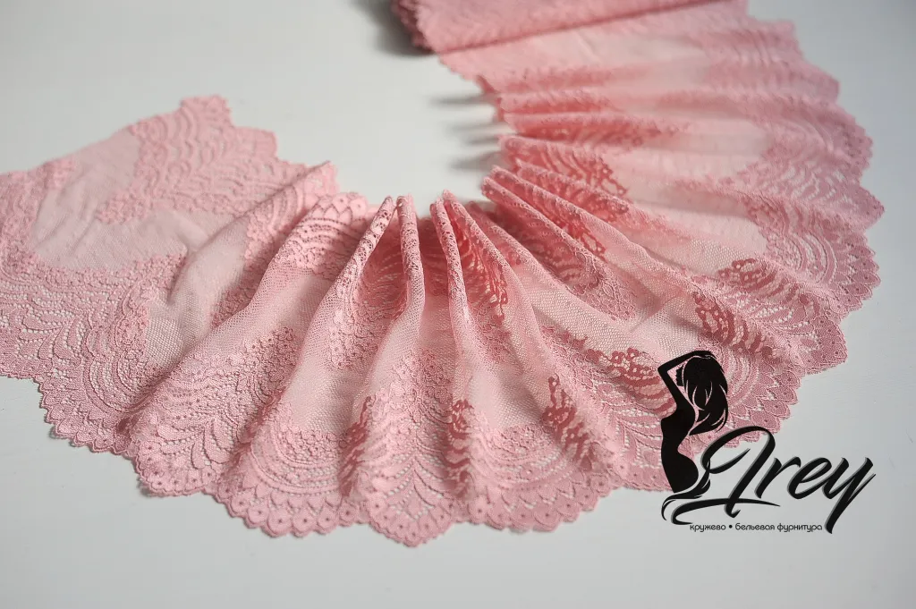 Эластичное кружева пастельно-кораллового цвета
