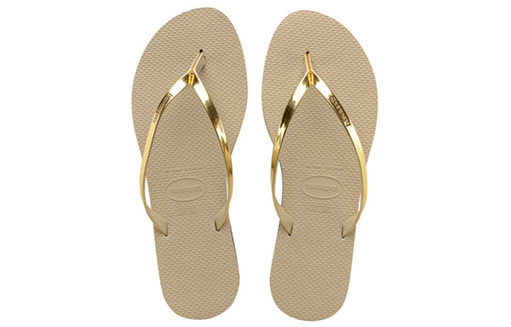 Havaianas Rubber Sole Metal Flip Flops Women"s Light Brown