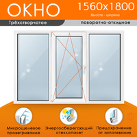 Пластиковое окно 1560 х 1800 ТермА Эко