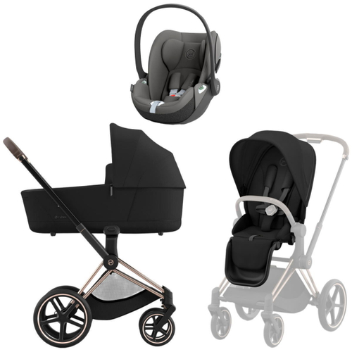 Коляска 3 в 1 Cybex Priam IV Rosegold complete и автокресло Cloud T i-Size Mirage Grey Sepia Black