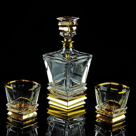 Migliore De Luxe Набор для виски Vikont: графин + 2 стакана, хрусталь, декор золото 24К