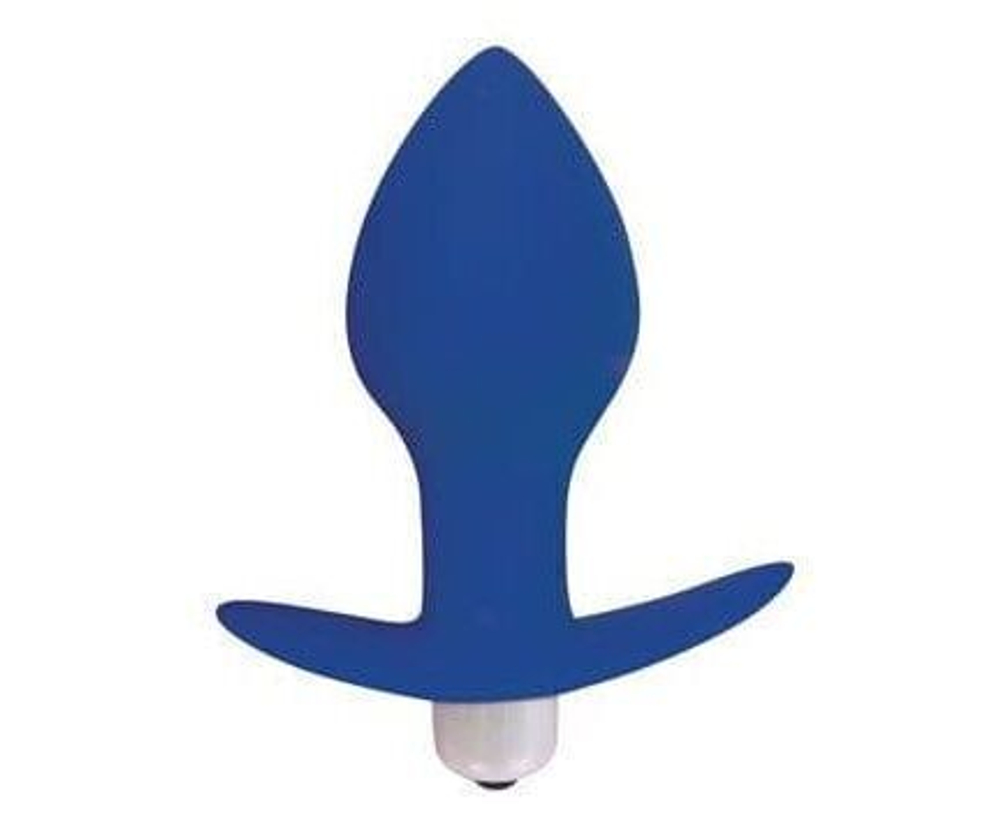 Анальная втулка Sweet Toys с вибрацией синяя 8 см