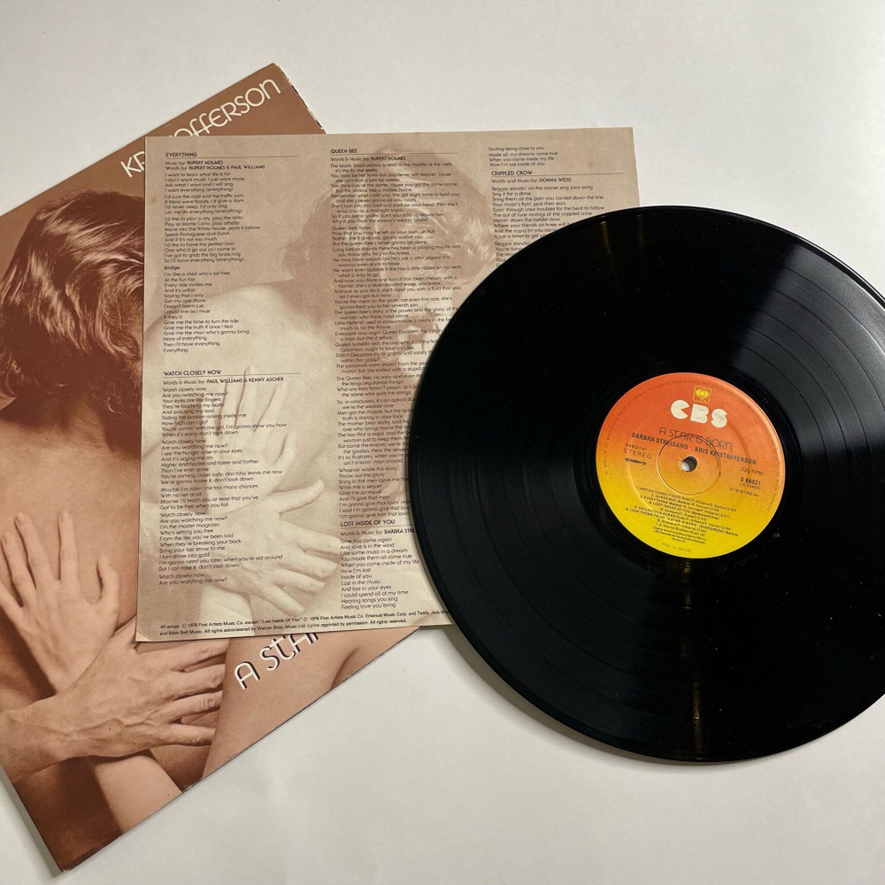 Винтажная виниловая пластинка LP Barbra Streisand, Kris Kristofferson A Star Is Born Звезда Родилась (UK 1976)