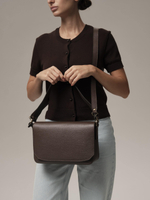 Сумка кожаная на плечо коричневый торф