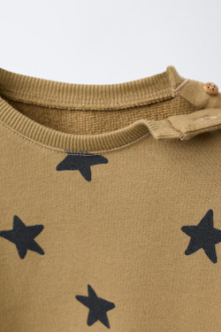 ZARA ТОЛСТОВКА С ПРИНТОМ, ХАКИ