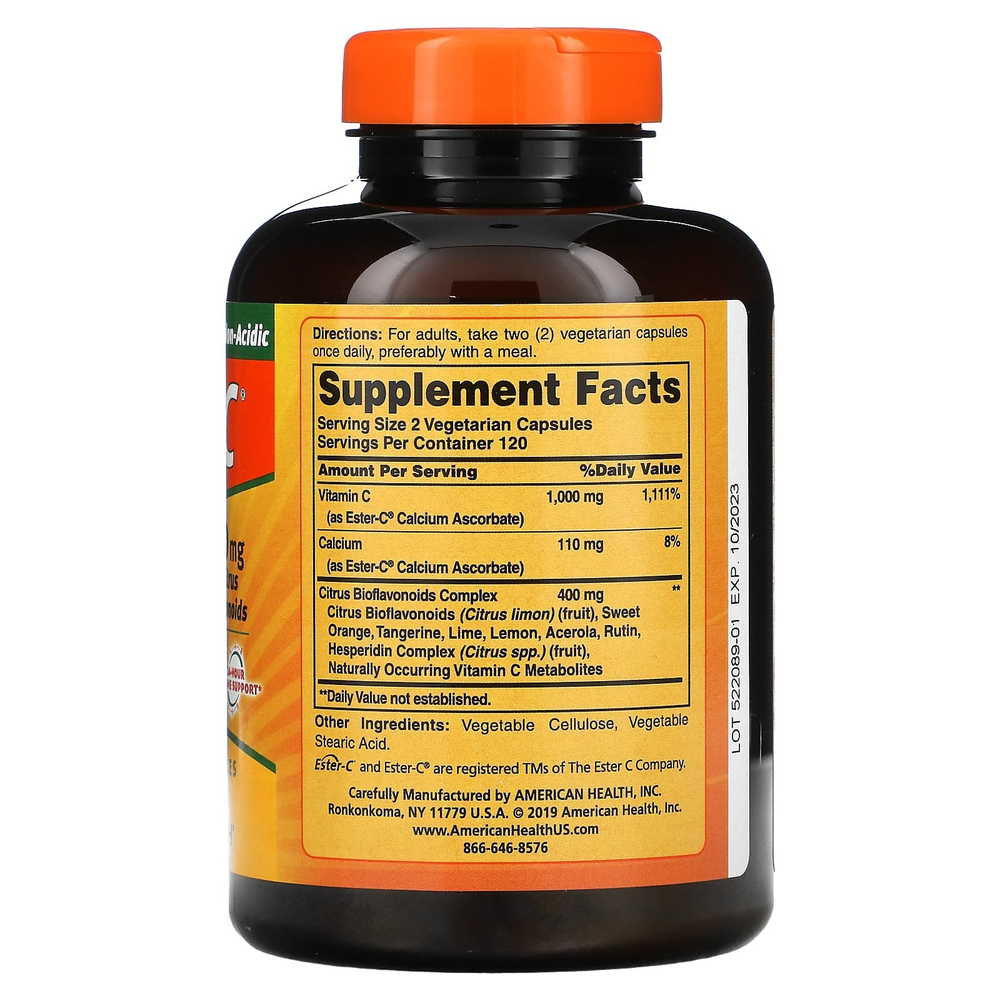 American Health, Ester-C с биофлавоноидами цитрусовых, 500 мг, 240 вегетарианских капсул