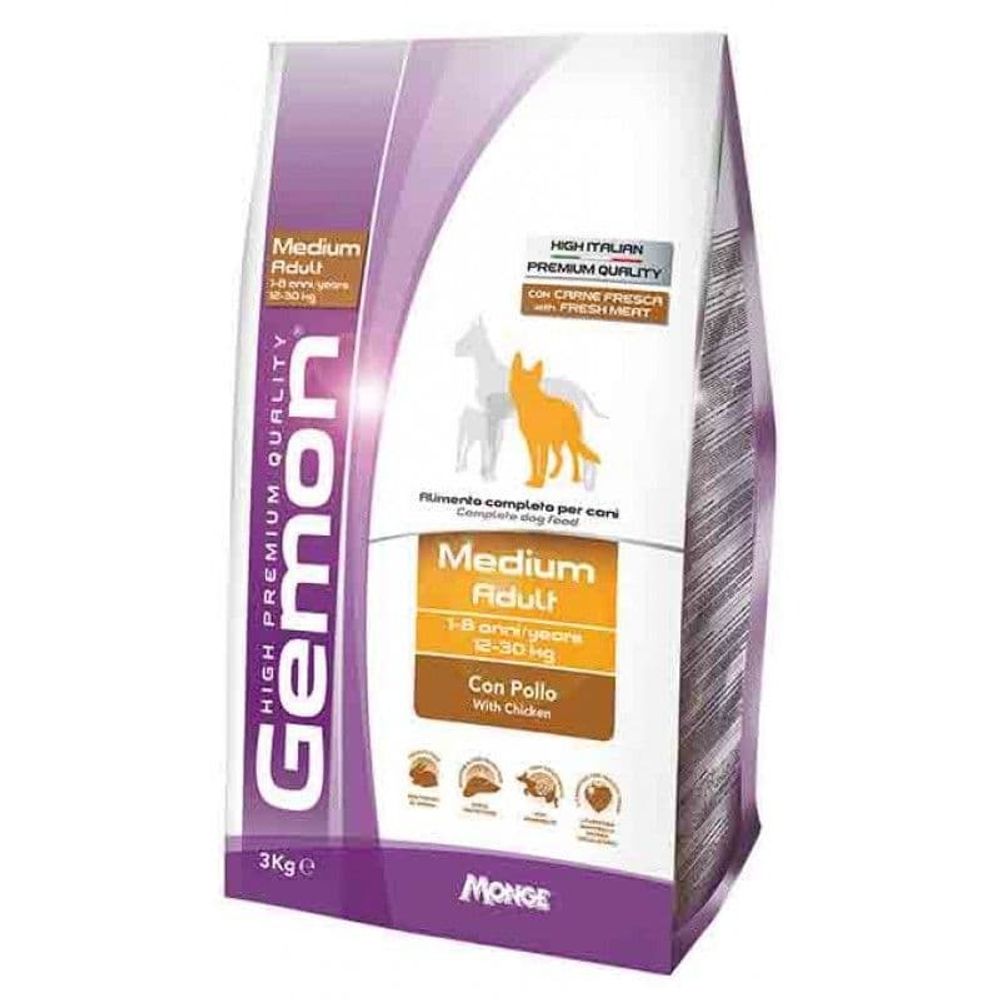 Gemon 3кг Dog Medium корм для взрослых собак средних пород с курицей