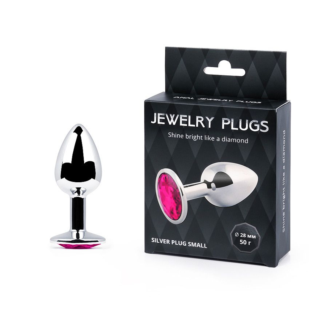 SILVER PLUG SMALL (втулка анальная) цвет кристалла рубиновый L 72 мм, D 28 мм, вес 50г,