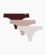 Трусы женские бразильянки Atlantic, набор из 3 шт., хлопок, ромовые + пепельная роза + светло-бежевые, 3CLP-005