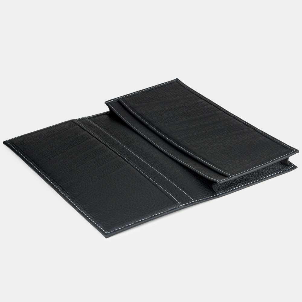 Мужской кожаный кошелек, теленок черного цвета