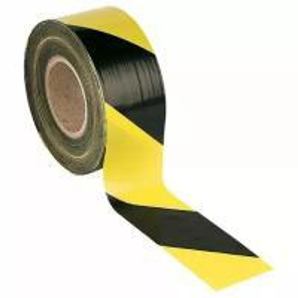 Лента полимерная СИГНАЛЬНАЯ для ограждений 50мм х 200м черно-желтая неклейкая/6