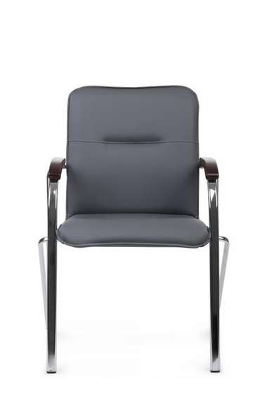 Стул Самба с деревянными подлокотниками SMB-02H Хром гальв. Серый