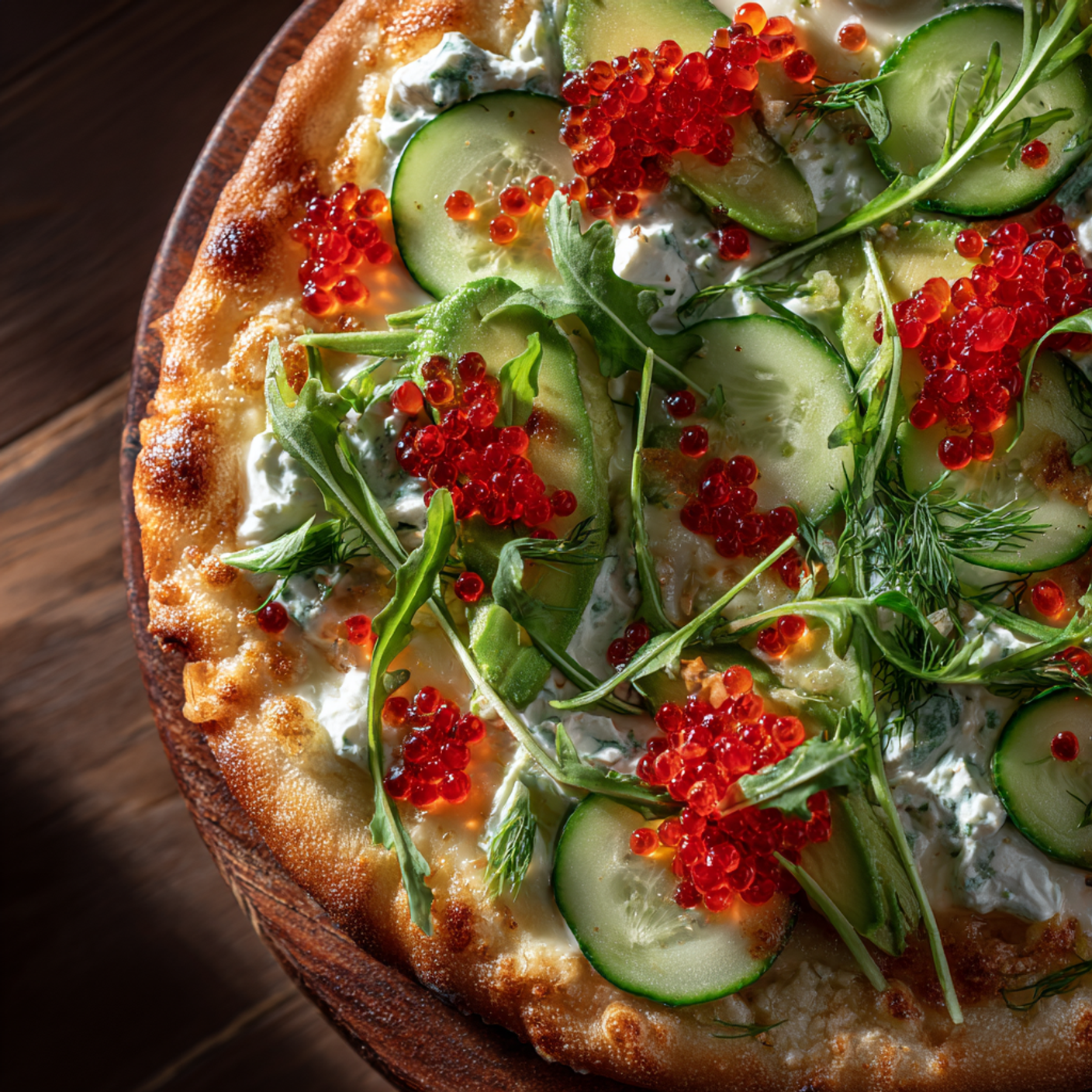 Пицца с красной икрой и страчателлой — маленький праздник вкуса