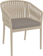 Кресло пластиковое с подушками Siesta Contract Portofino, бежевый, светло-коричневый