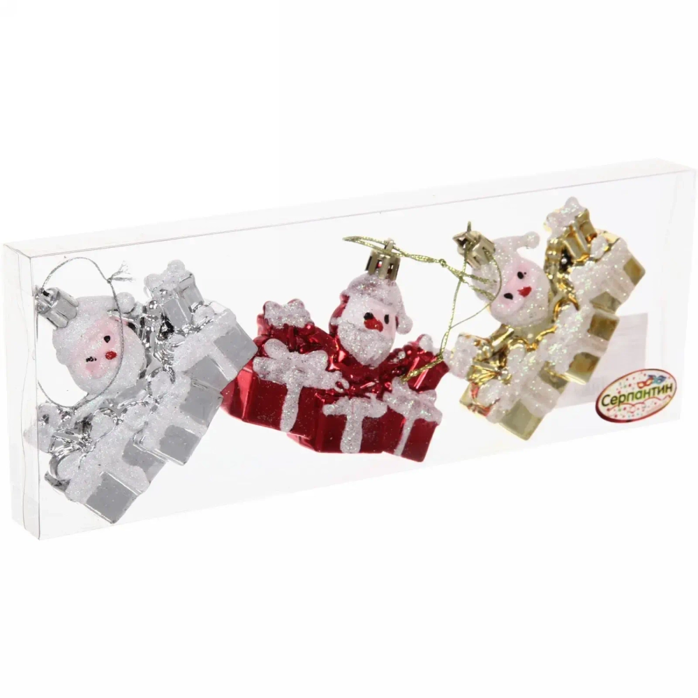 Ёлочные игрушки «Подарок Деда Мороза» 6*7,5 см, микс (набор 3 шт)