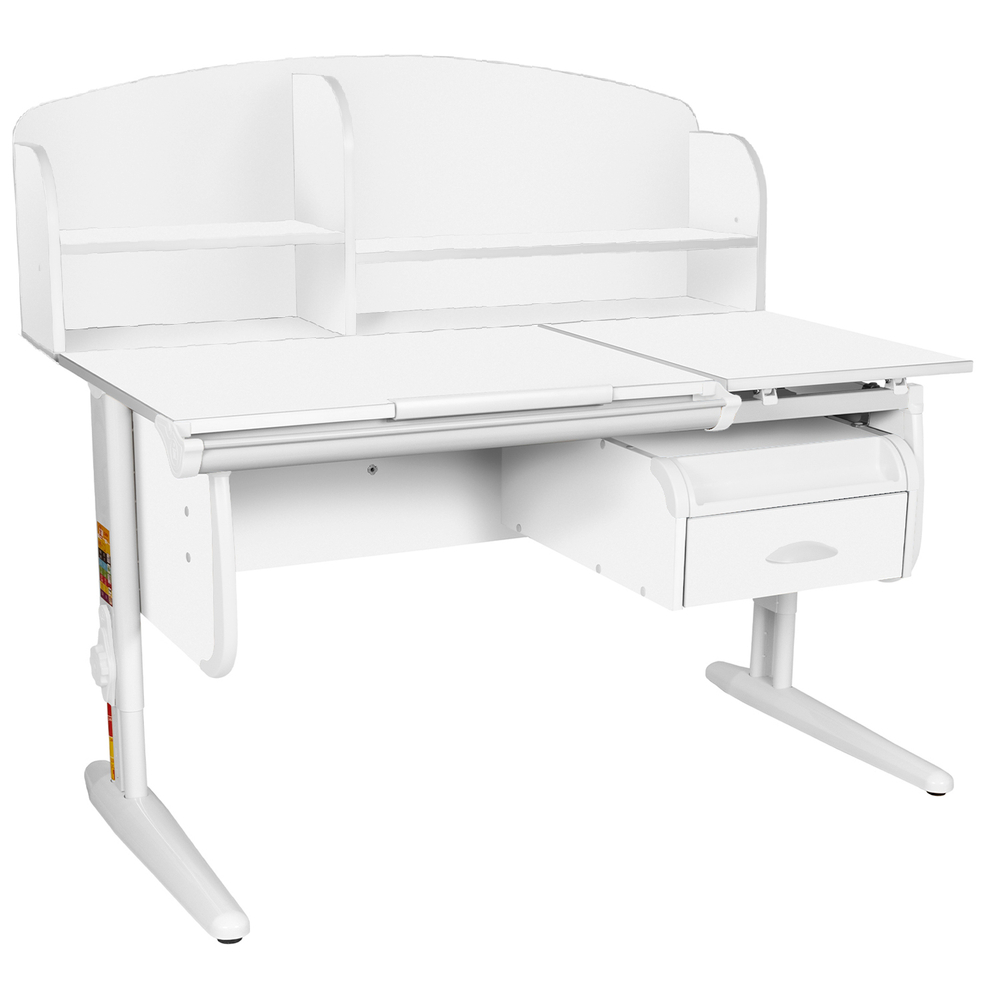 Растущая парта Дэми СУТ 25 с задней полкой СУТ.34.390 и навесной тумбой (1200×880 мм)