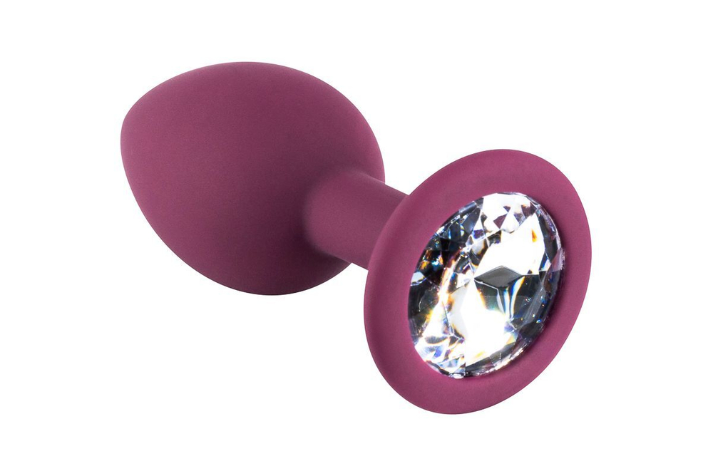 Бордовая малая силиконовая пробка с прозрачным кристаллом (Цвет: бордовый)