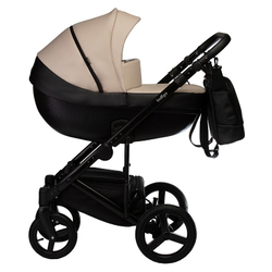 Детская коляска Indigo Tour Eco 2 в 1 Te01 черная кожа+бежевая кожа