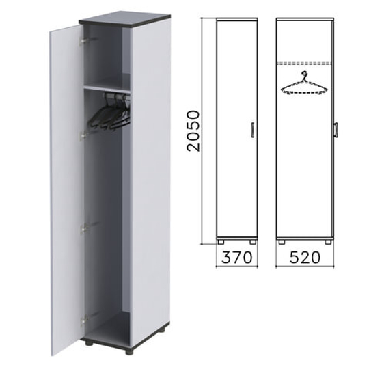 Шкаф для одежды "Монолит", 370х520х2050, цвет серый, ШМ52.11