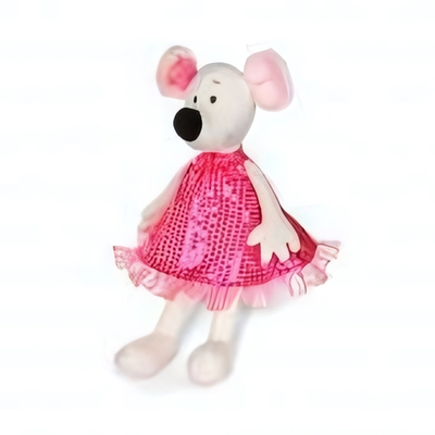 Крыса Василиса в бордовом платье, 28 см.