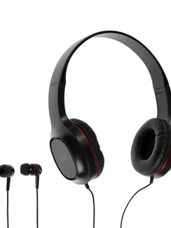 Комплект наушников Hoco W24, проводные, полноразмерные + вакуумные, проводные, красные