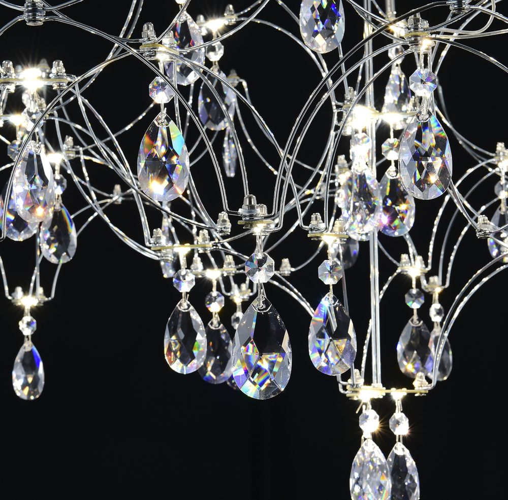 Подвесная люстра светодиодная с пультом и хрустальными подвесками Asfour MyFar Ileria MR2651-57P-50AD