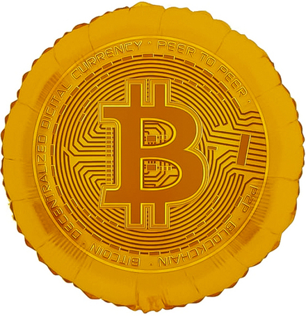 Шар (18''/46 см) Круг, Биткоин, Золото, 1 шт. в уп.