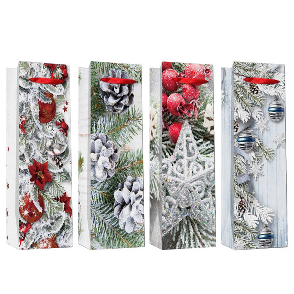 Пакет под бутылку 36*12,8*8,4"Серебристый блеск», микс