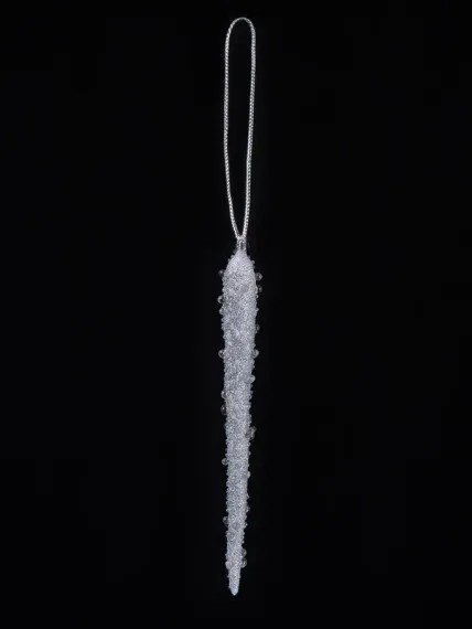 Сосулька Хрустальная капель 11 см., серебро, Christmas De Luxe (88891)