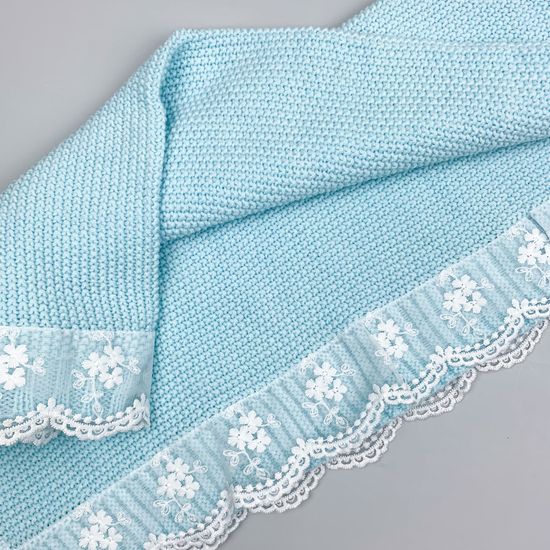 Плед Simple с кружевом мятный