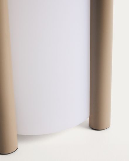 Большая портативная настольная лампа Leros из полиэтилена и стали бежевого цвета