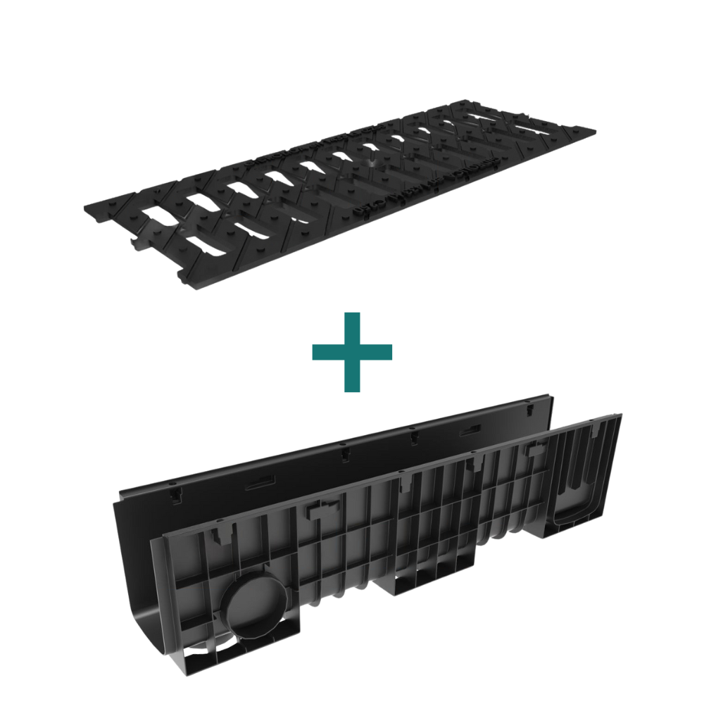 Комплект Gidrolica Standart: Лоток ЛВ-15.19,6.23,5 + Решетка РВ-15.18,6.50, кл. C250