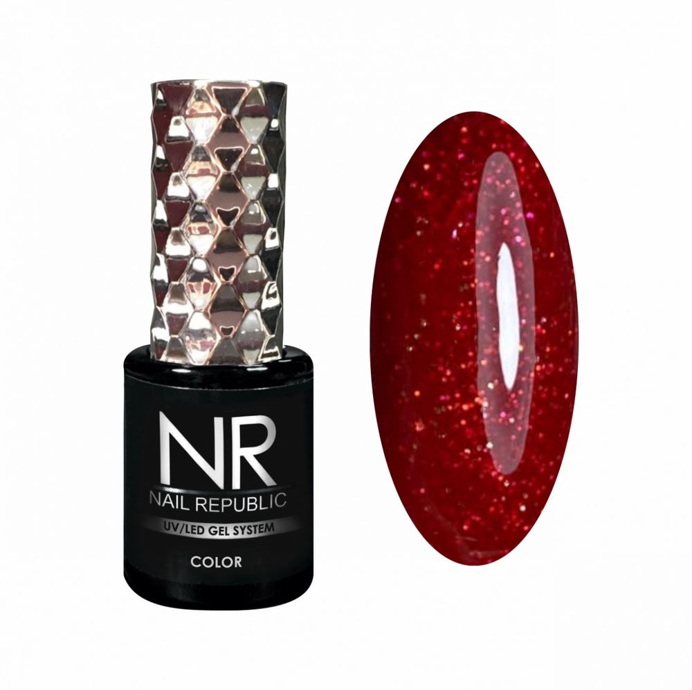 Nail Republic Гель-лак NR-436 Мерцающий алый, 10 мл