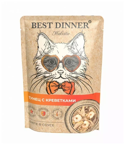 Best Dinner Влажный корм для кошек Филе Тунец с креветками 70 г