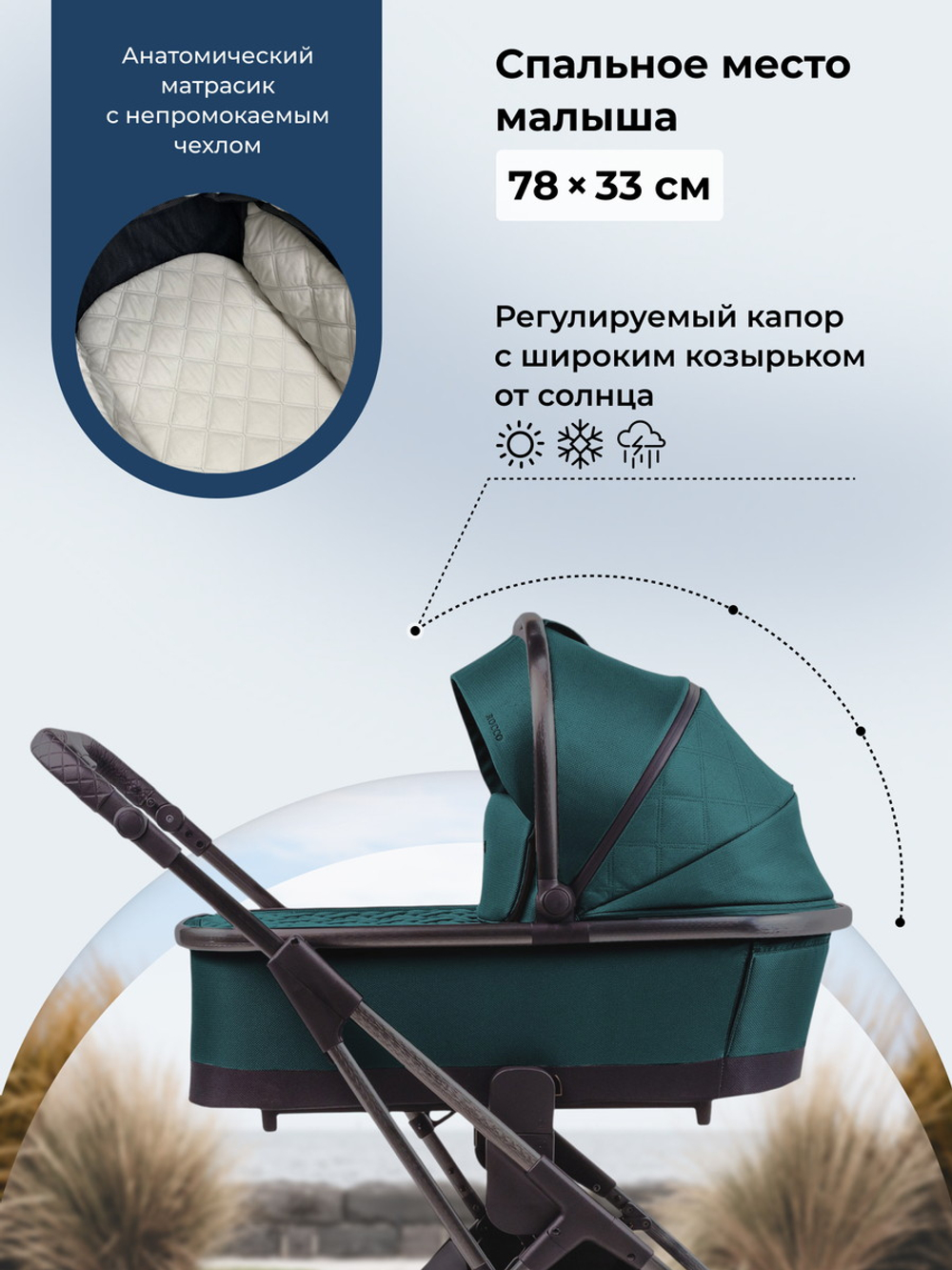 Коляска 3 в 1 Sweet Baby Rocco Air + автокресло Elegante Plus Green (Air)