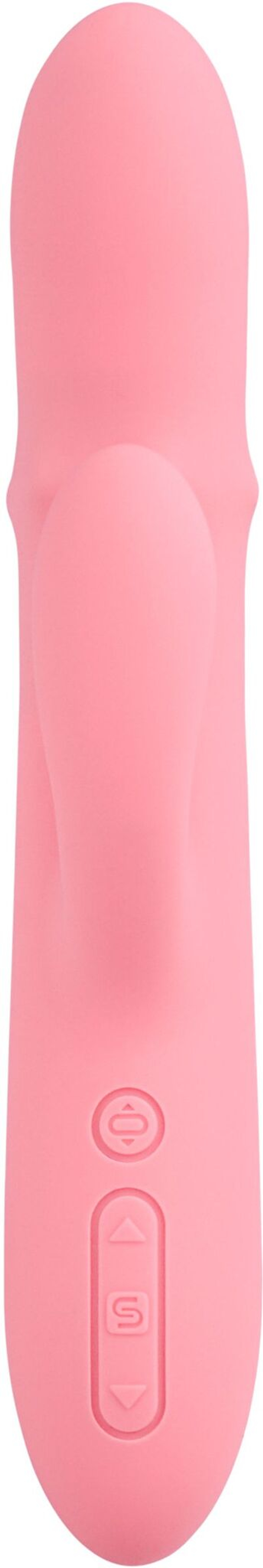 Розовый интерактивный вибратор-кролик Mora Neo с кольцом из бусин - 19,5 см.