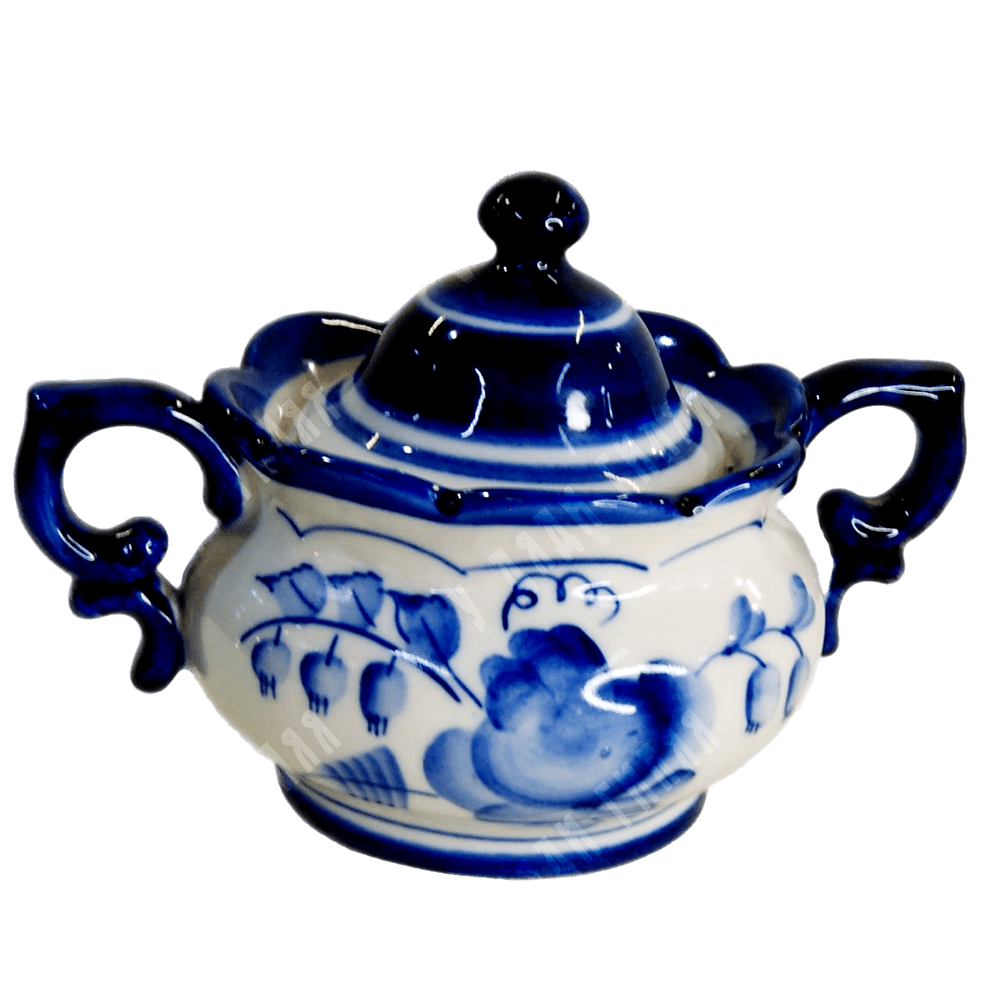 Сахарница.Фарфор. Гжель. Завод  Гжель. 1980 г. Логотип "Олимпиада"