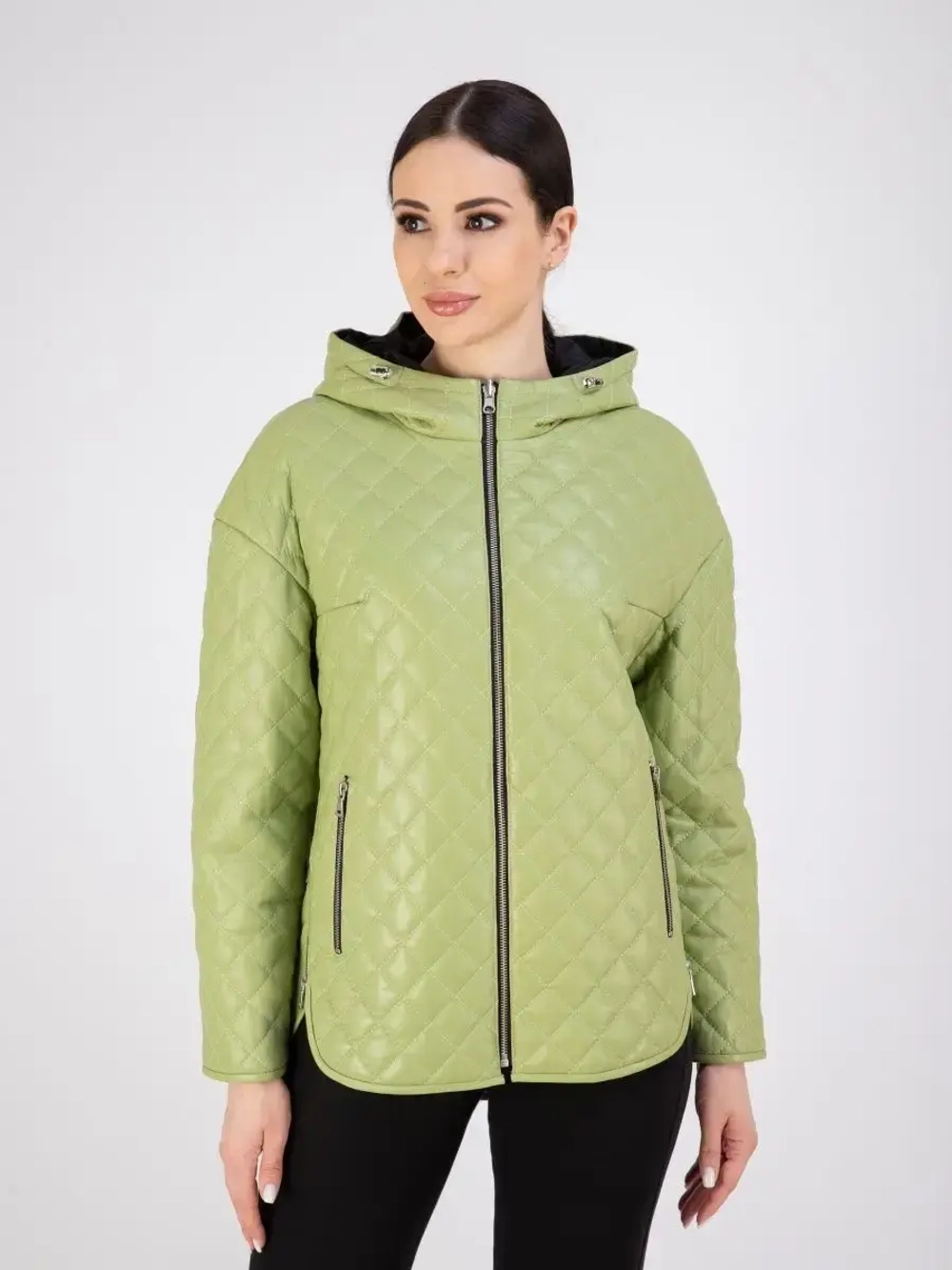 Куртка кожаная двухсторонняя с капюшоном демисезон