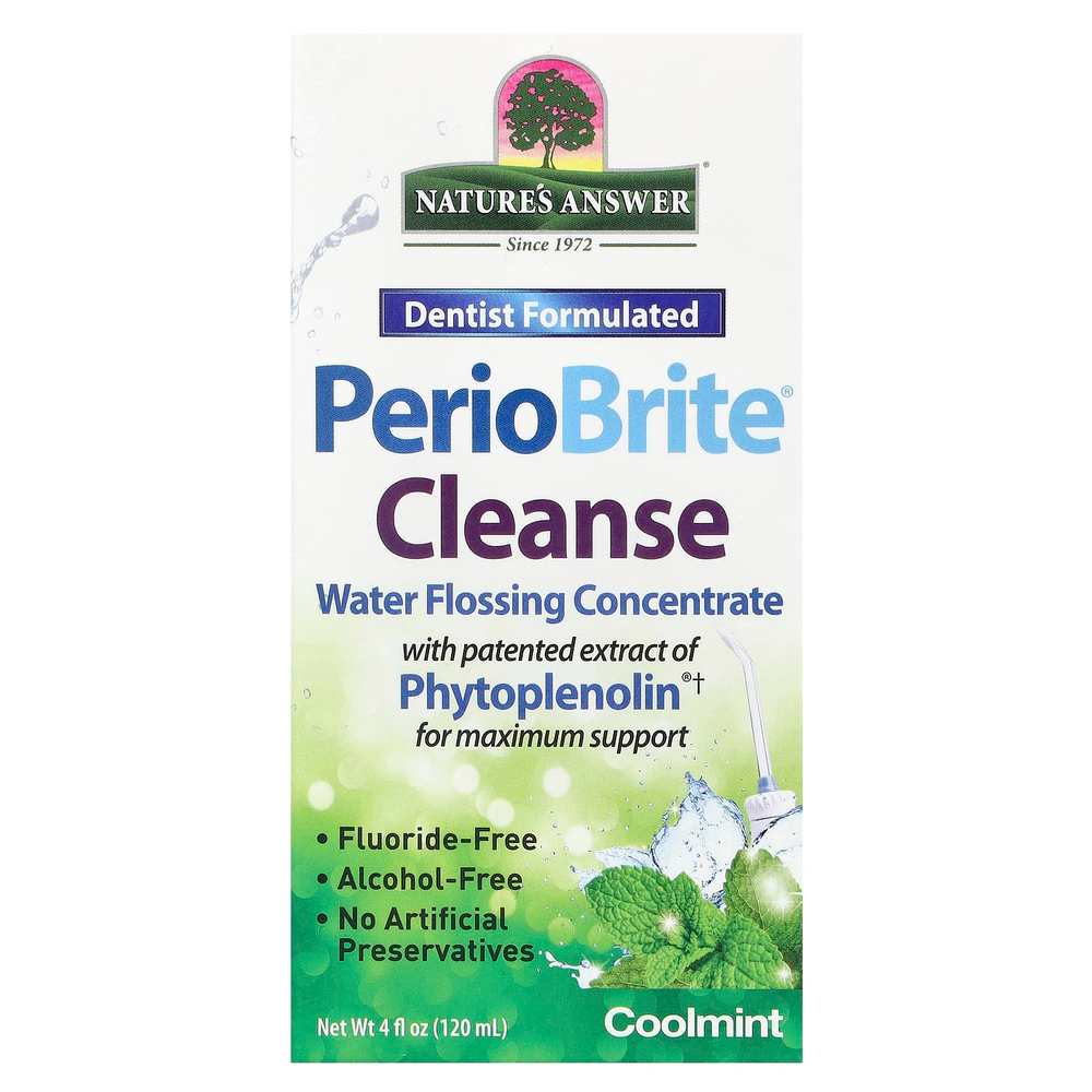 Nature's Answer, PerioBrite® Cleanse, водный концентрат для чистки зубной нити, прохладная мята, 120 мл (4 жидк. унц.)