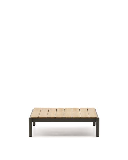 Журнальный столик Sorells из зеленого алюминия и тикового дерева 89 x 91 см