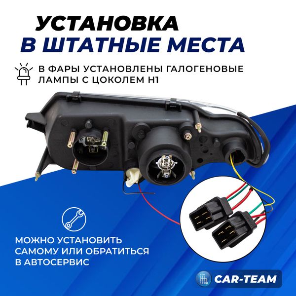 Фары ВАЗ 2113, 2114, 2115 передние "Pro Sport" круглые би линзы с ангельскими глазками, с черной маской (диодные поворотники)