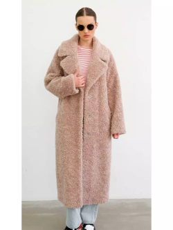 Шуба чебурашка длинная из овечьей шерсти, SilverFox (арт.S1072rm09bz)