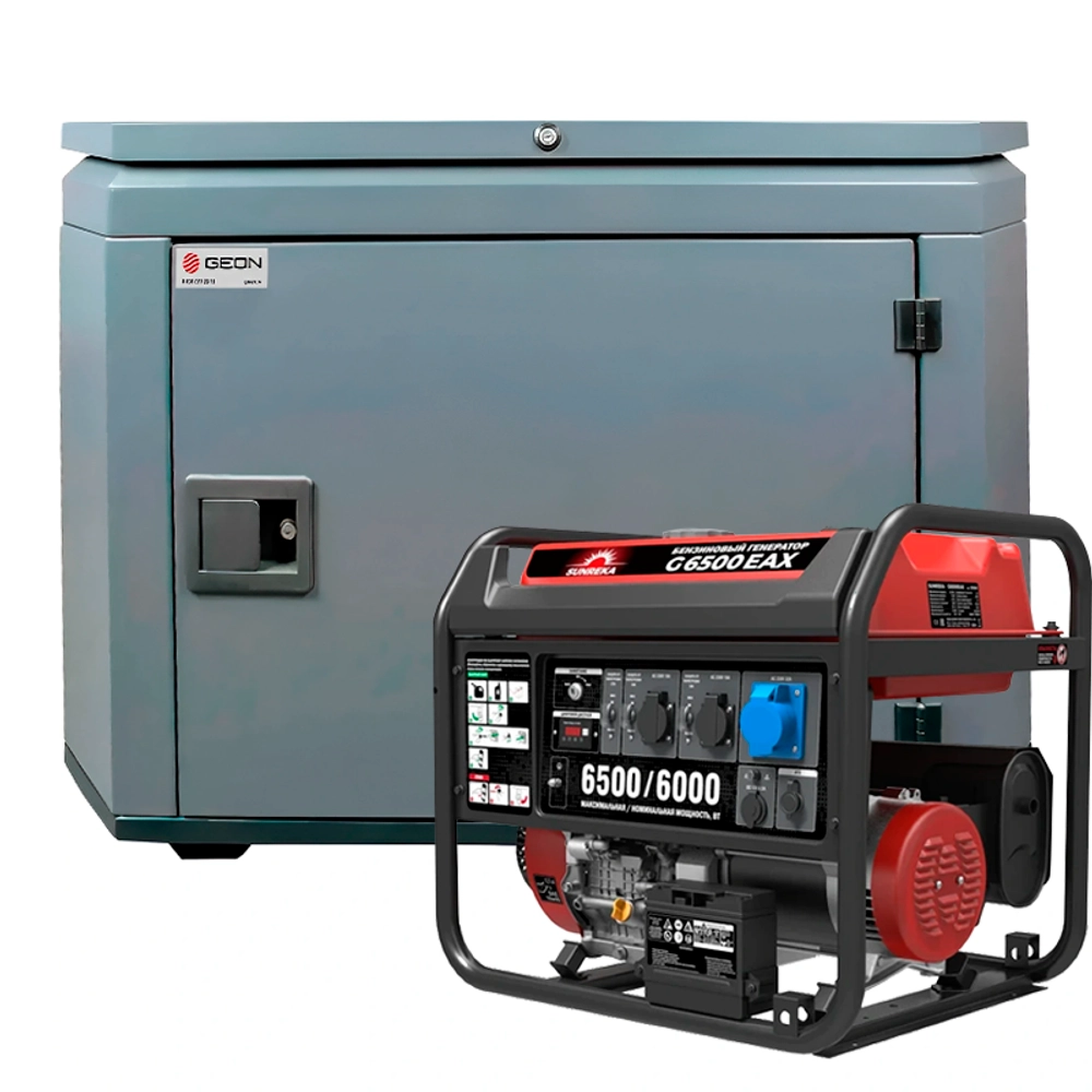 Генератор бензиновый SUNREKA G6500EAX с кожухом Geon 1200 RAL 7024