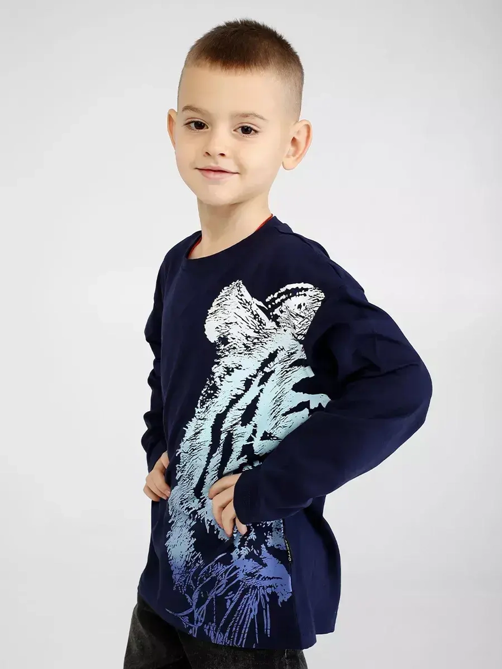 Лонгслив детский трикотажный с принтом