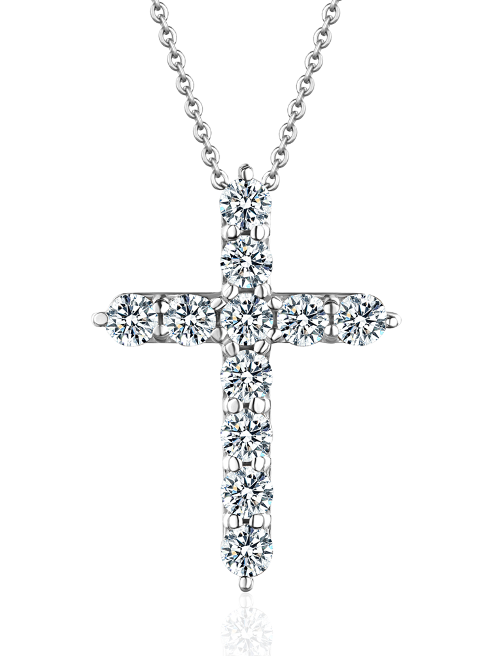 Колье "крест" с природными бриллиантами 3.0 мм