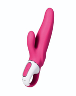Ярко-розовый вибратор Satisfyer Mr. Rabbit с клиторальным отростком - 22,1 см. (Цвет: ярко-розовый)
