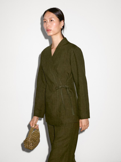 Massimo Dutti Кимоно из 100% льна, зелёный