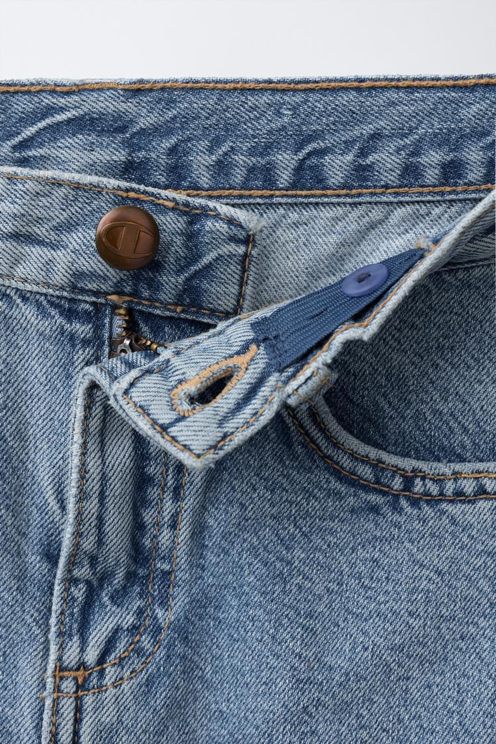 ZARA Х CHAMPION ® ДЖИНСЫ BARREL, СИНИЙ