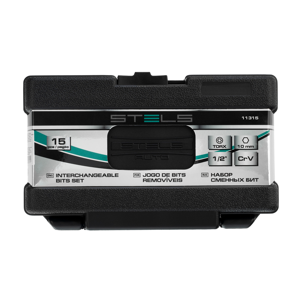 Набор бит TORX, хвостовик-шестигранник, 10 мм, CrV, 15 предметов Stels